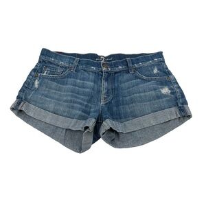 7 For All Mankind Distressed Cuffed Hem Jean Shorts Size 28 Women’s
